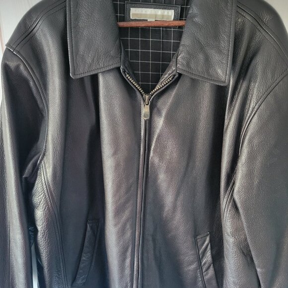 Perry Ellis Men’s XL Classic Soft Leather Jacket, Brown, Lined, Adjustable Cuff - Picture 4 of 13